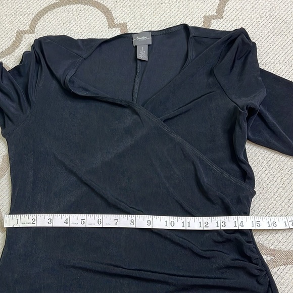 Chico's Travelers Rosemary Black 3/4 sleeve stretch dress, size small petite - Picture 9 of 17